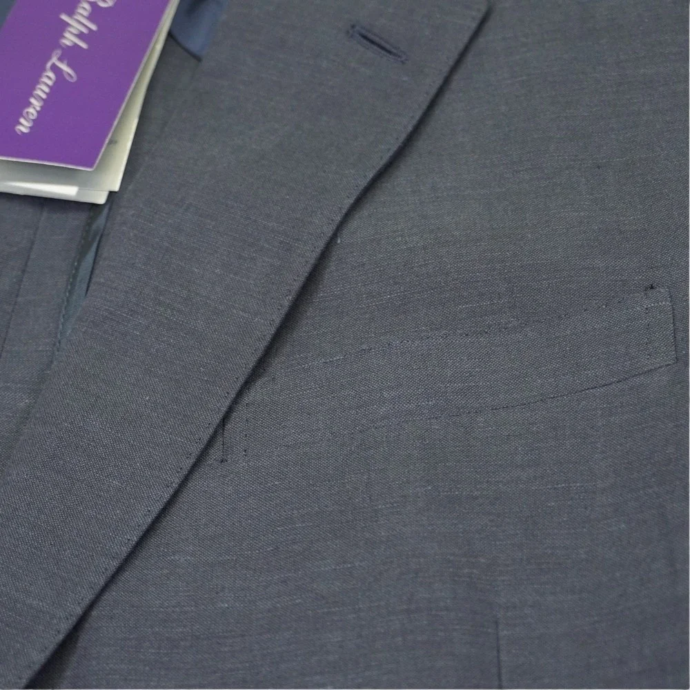 NEW Ralph Lauren Purple Label Blazer Sport Coat Mens 44R Navy Silk Linen Luxury